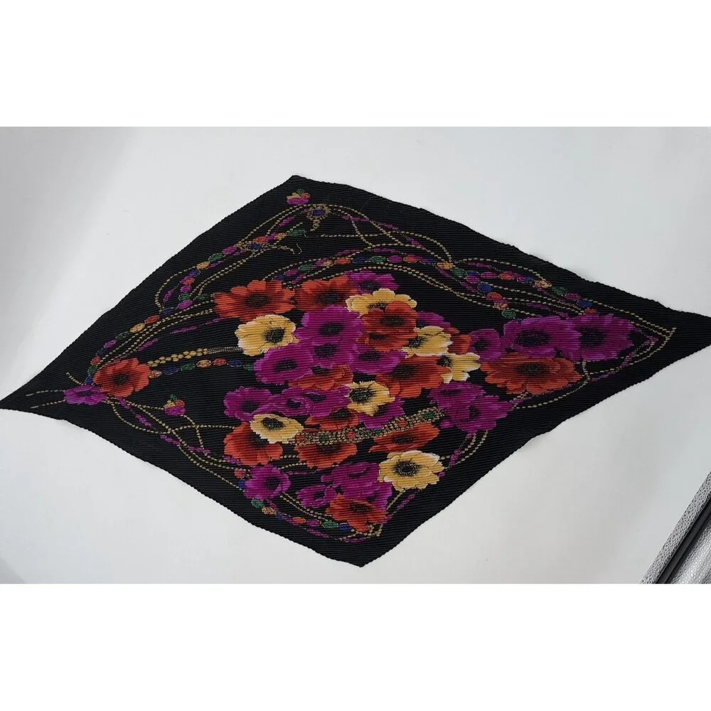 Rectangle‎ Scarf Multi Color Floral Wrinkled  Bright Ribbon Hair Neck Kerchief